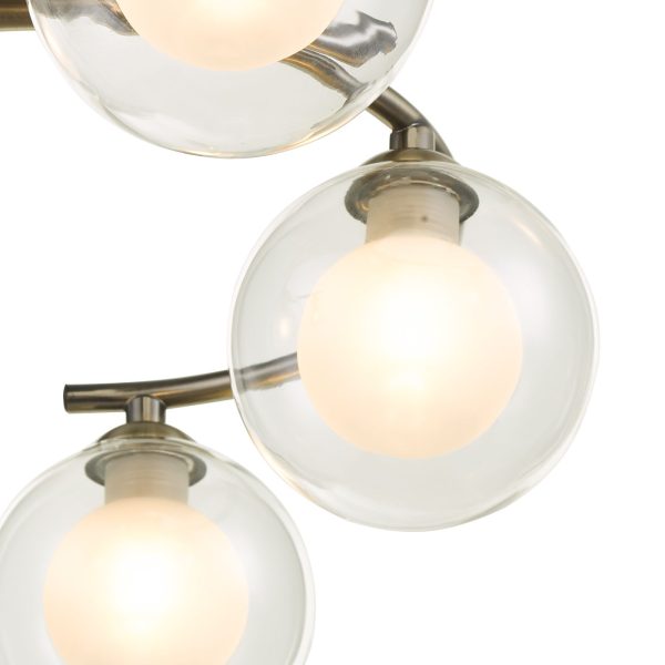 Nakita 6 Light Semi Flush Antique Brass With Clear.Opal Glass - Image 6