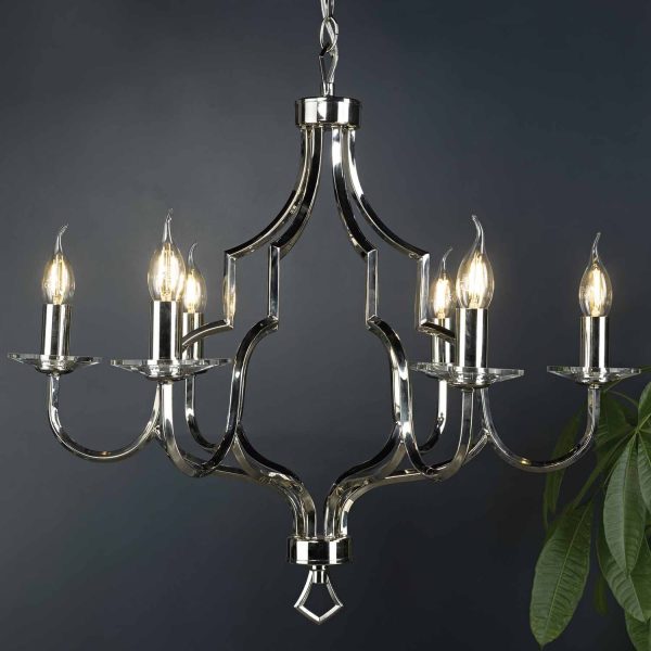 Nerva 6lt Pendant Polished Nickel & Crystal