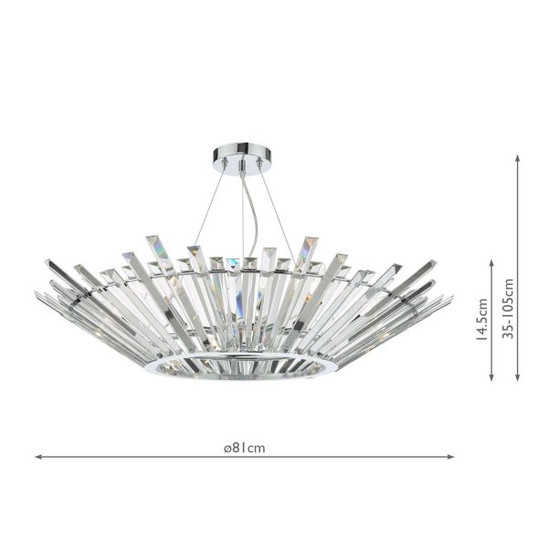 Nimbus 6 Light Pendant Polished Chrome Crystal - Image 9