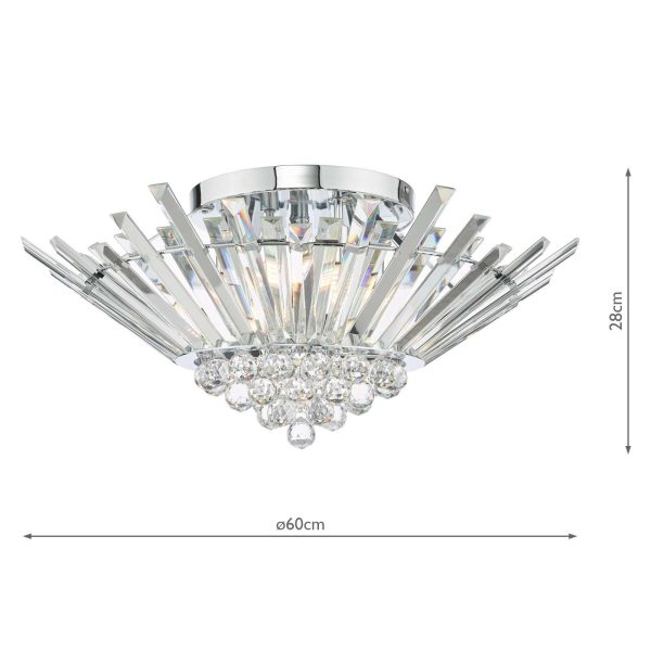 Nimbus 5 Light Flush Polished Chrome Crystal - Image 8