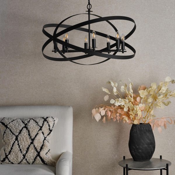 Nitya 8 Light Pendant Matt Black - Image 7