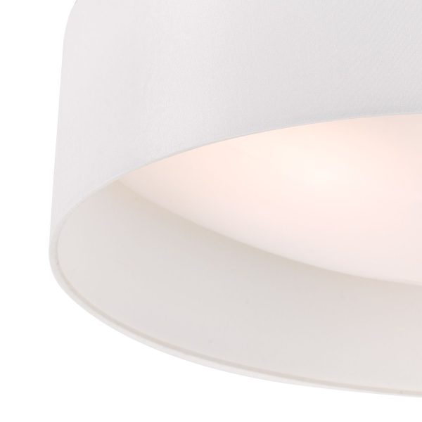 Nysa 3 Light Flush White Faux Silk 60cm - Image 3