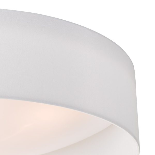 Nysa 3 Light Flush White Faux Silk 60cm - Image 4