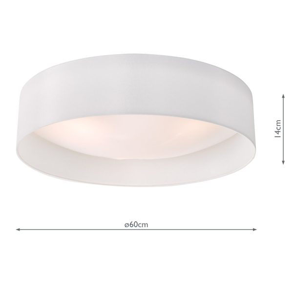 Nysa 3 Light Flush White Faux Silk 60cm - Image 5