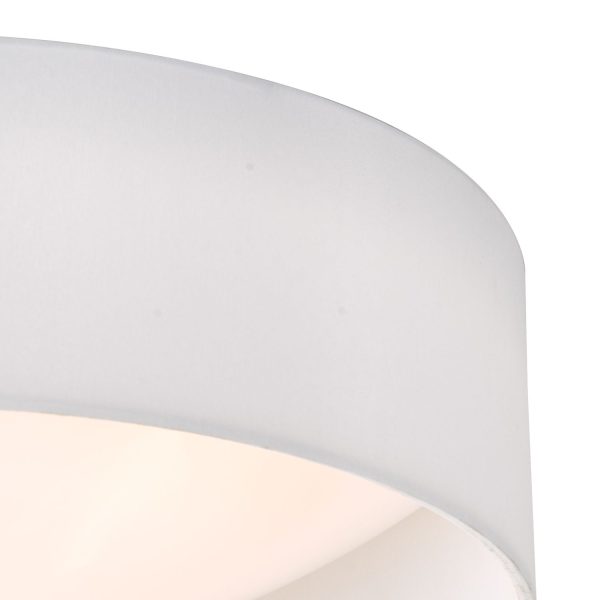 Nysa 2 Light Flush White Faux Silk 40cm - Image 4