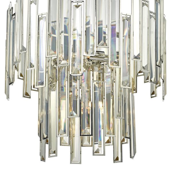 Odile 6 Light Pendant Champagne Crystal Polished Nickel Frame