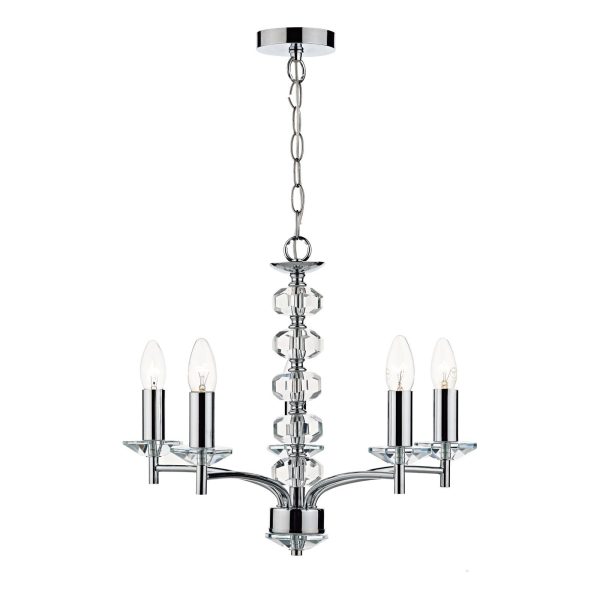 Oleana 5 Light Pendant Polished Chrome Crystal - Image 3