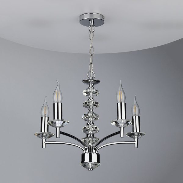 Oleana 5 Light Pendant Polished Chrome Crystal - Image 5