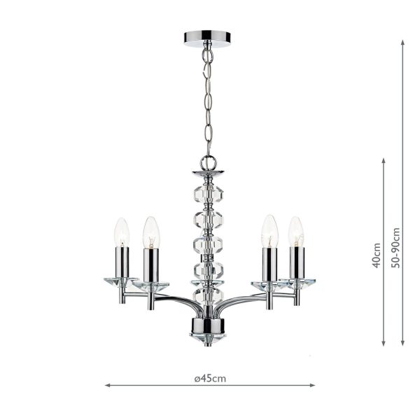 Oleana 5 Light Pendant Polished Chrome Crystal - Image 6