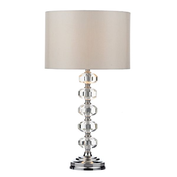 Oleana Table Lamp Polished Chrome Crystal complete with Shade - Image 3