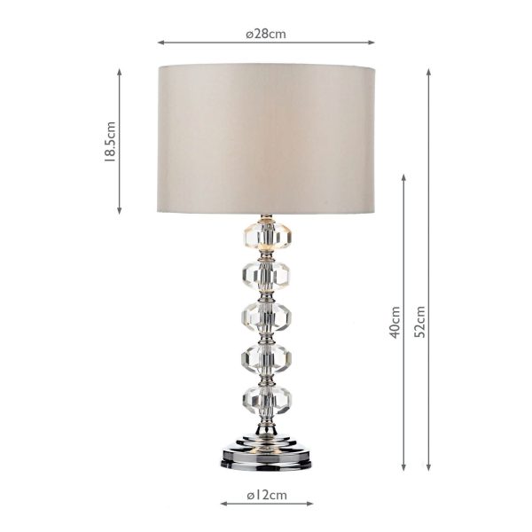 Oleana Table Lamp Polished Chrome Crystal complete with Shade - Image 6