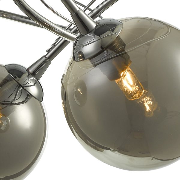 Onawa 3 Light Semi Flush Polished Chrome With Smoked Glass - Image 5