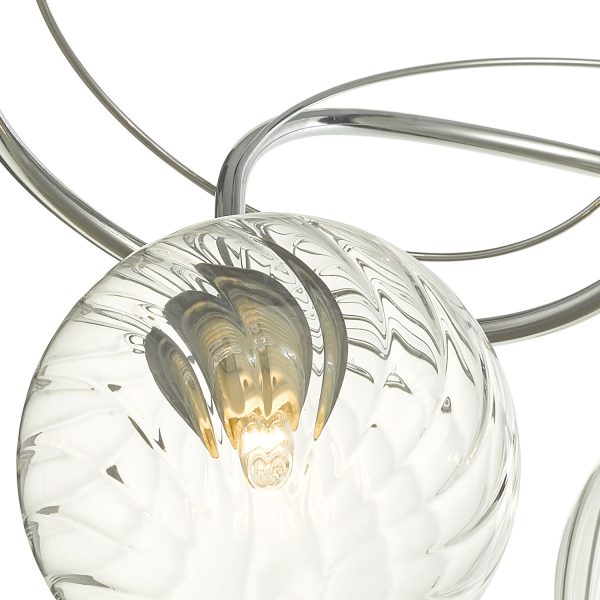 Onawa 3 Light Semi Flush Polished Chrome With Twisted Closed Glass - Image 4