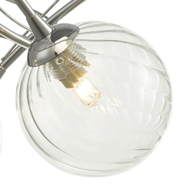 Onawa 3 Light Semi Flush Polished Chrome With Twisted Closed Glass - Image 5