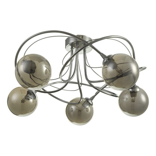 Onawa 5 Light Semi Flush Polished Chrome With Smoked Glass - Image 2