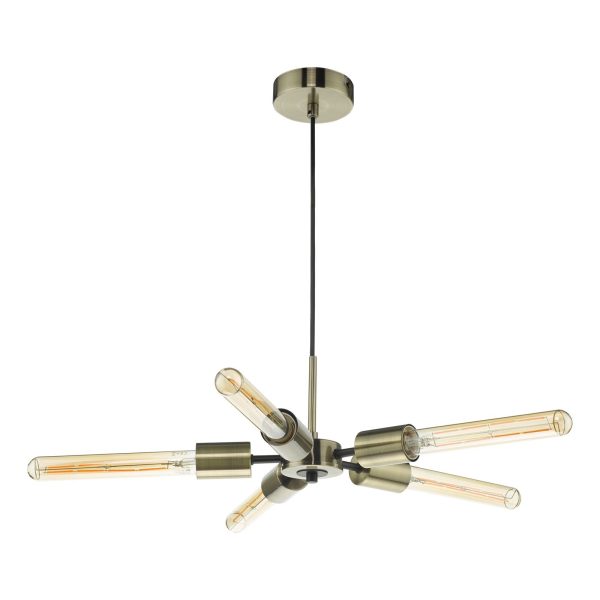 Onika 5 Light Pendant Antique Brass Matt Black - Image 2