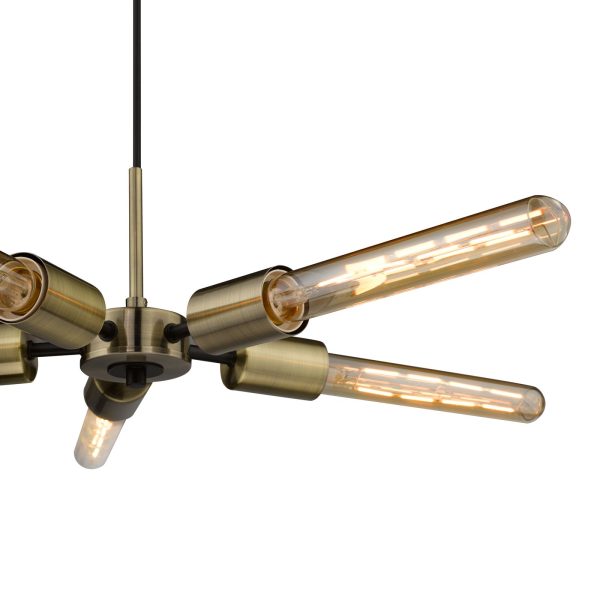 Onika 5 Light Pendant Antique Brass Matt Black - Image 3