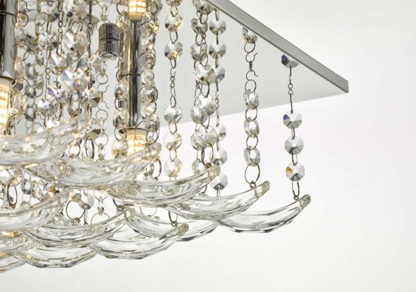 Orella 5 Light Flush Polished Chrome & Crystal - Image 4