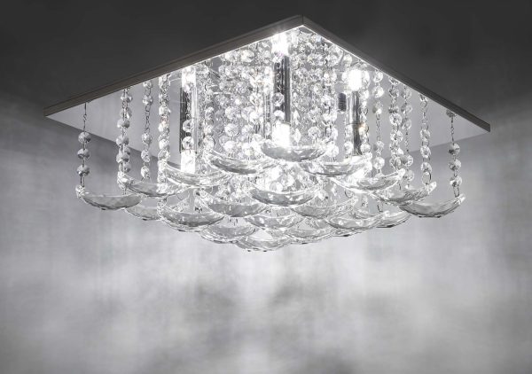 Orella 5 Light Flush Polished Chrome & Crystal - Image 5