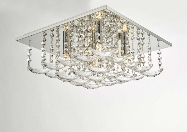 Orella 5 Light Flush Polished Chrome & Crystal - Image 6