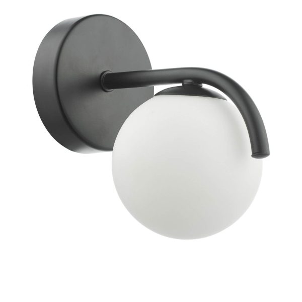 Orlena Wall Light Matt Black and Opal Glass - Image 2