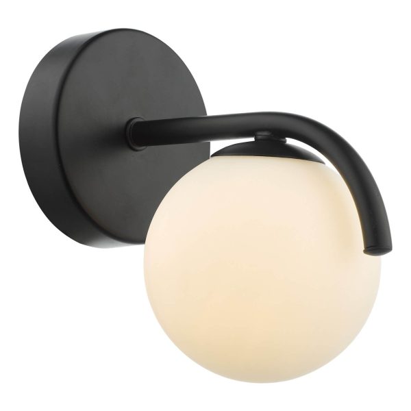 Orlena Wall Light Matt Black and Opal Glass - Image 3