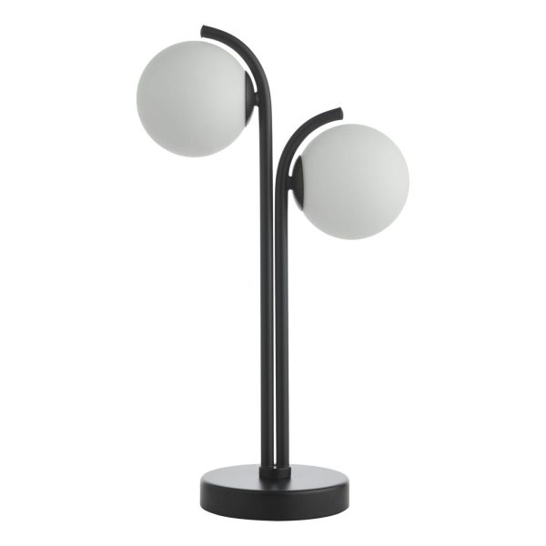 Orlena 2 Light Table Lamp Matt Black and Opal Glass - Image 2