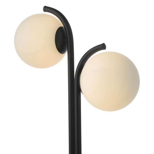 Orlena 2 Light Table Lamp Matt Black and Opal Glass - Image 3