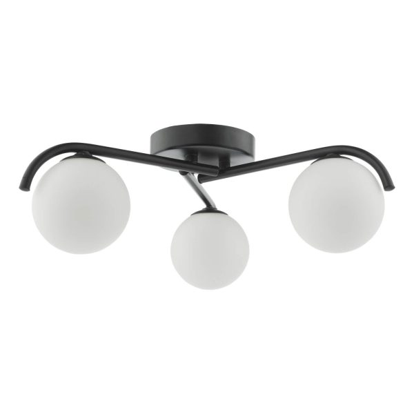 Orlena 3 Light Semi-Flush Matt Black and Opal Glass - Image 2