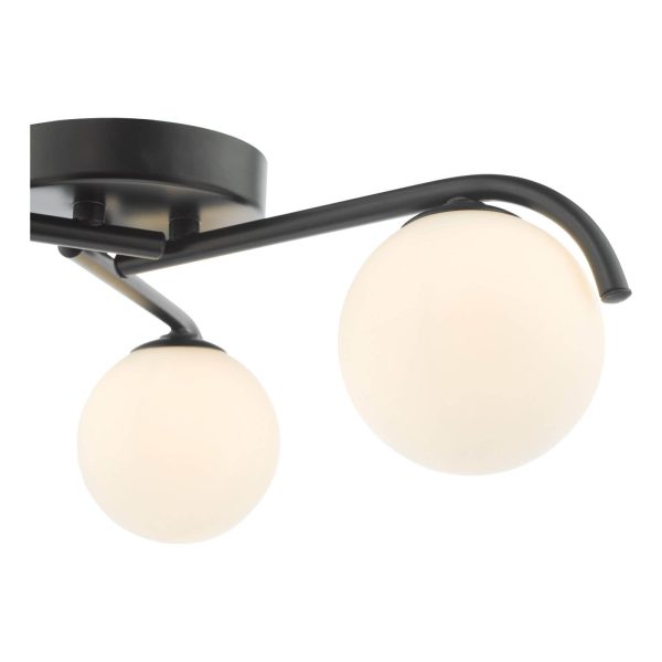 Orlena 3 Light Semi-Flush Matt Black and Opal Glass - Image 3