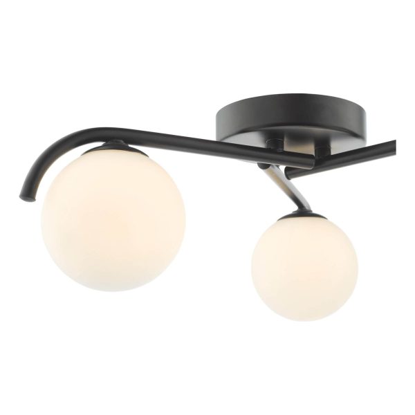 Orlena 3 Light Semi-Flush Matt Black and Opal Glass - Image 4