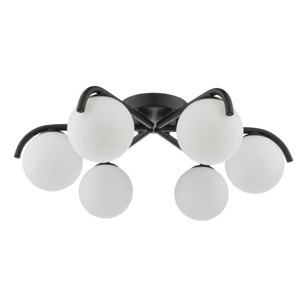 Orlena 6 Light Semi-Flush Matt Black and Opal Glass - Image 2