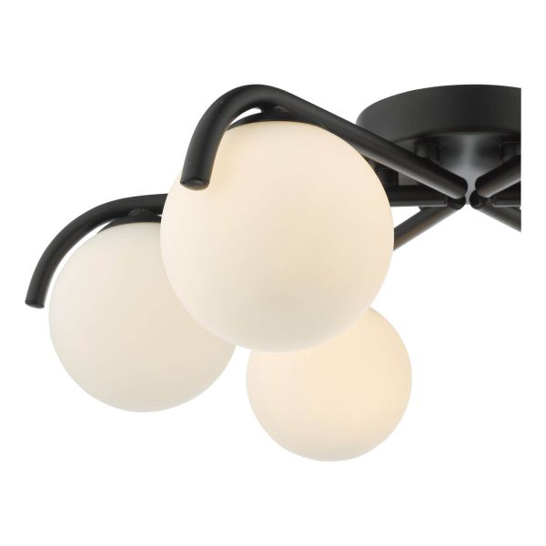 Orlena 6 Light Semi-Flush Matt Black and Opal Glass - Image 3