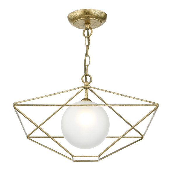 Orsini 1 Light Pendant Antique Gold Opal Glass Shade - Image 4