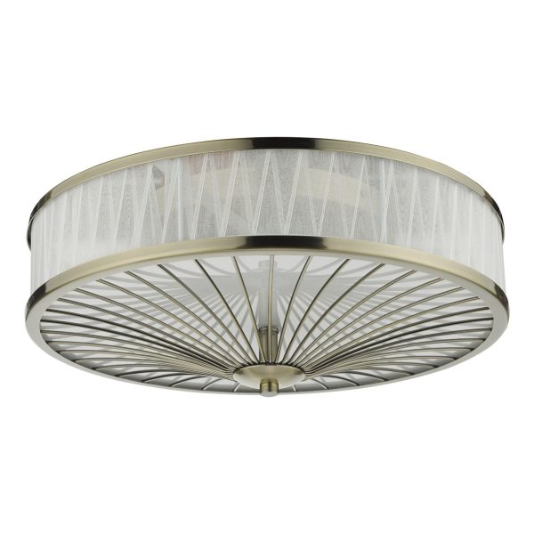 Oslo 3 Light Flush Ceiling Light Antique Brass - Image 2