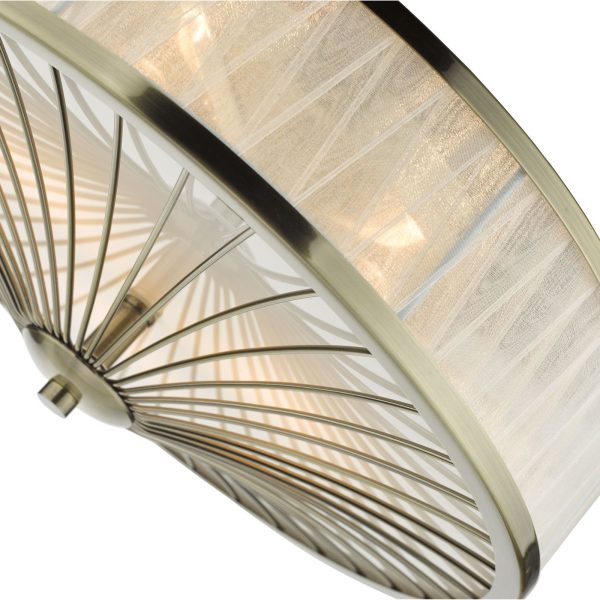 Oslo 3 Light Flush Ceiling Light Antique Brass - Image 6