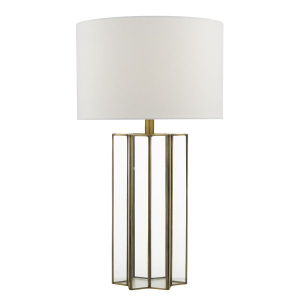 Osuna Table Lamp Natural Metal Glass complete with Shade - Image 3