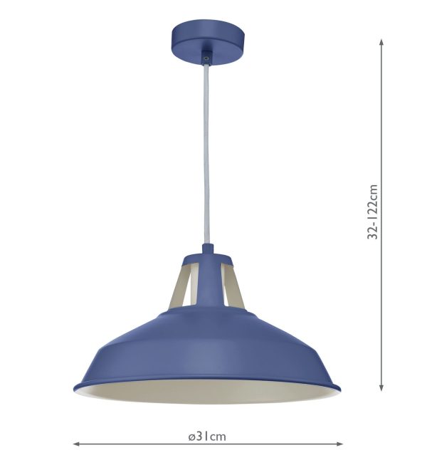 Owain 1 Light Pendant Blue - Image 3