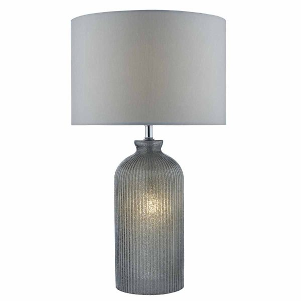 Pamplona Table Lamp Grey C/W Grey Faux Silk Shade - Image 3