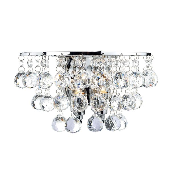 Pluto 2 Light Wall Light Polished Chrome Crystal - Image 3