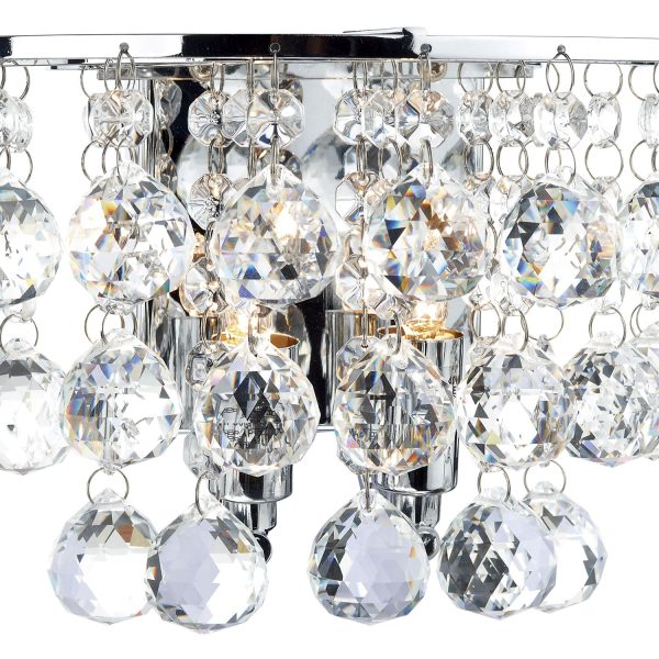 Pluto 2 Light Wall Light Polished Chrome Crystal