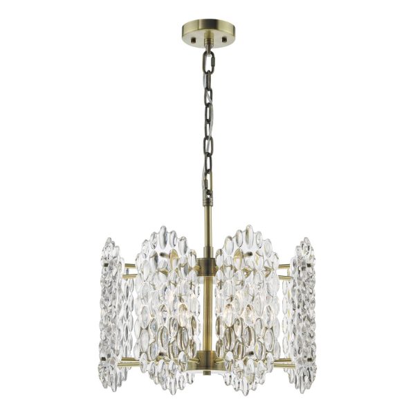 Porthos 8 Light Pendant Antique Brass and Glass