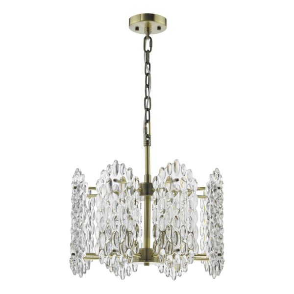 Porthos 8 Light Pendant Antique Brass and Glass - Image 2