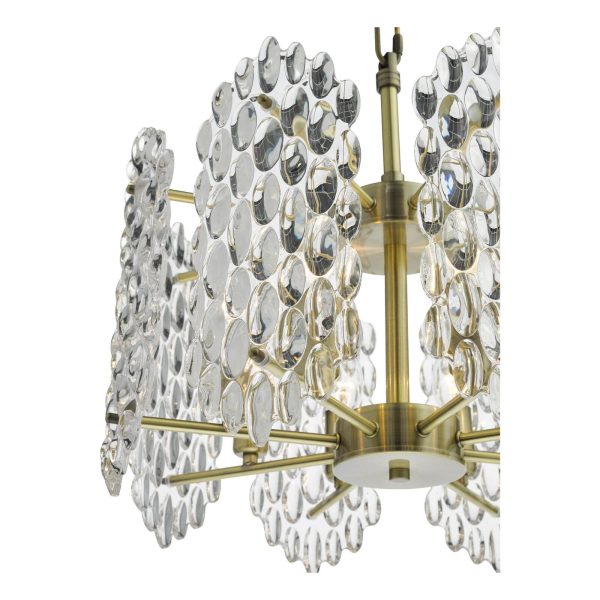 Porthos 8 Light Pendant Antique Brass and Glass - Image 4