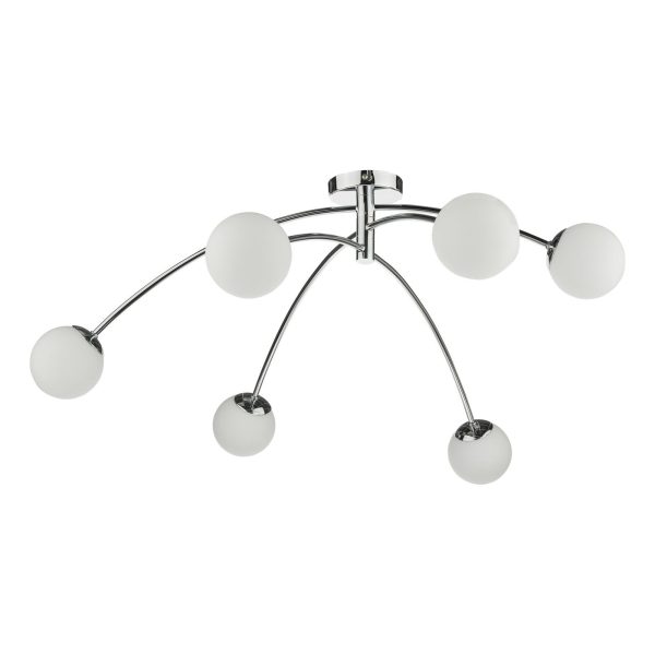 Puglia 6 Light Semi Flush Ceiling Light Polished Chrome Opal Glass - Image 2