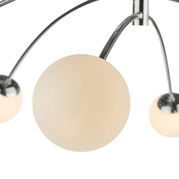 Puglia 6 Light Semi Flush Ceiling Light Polished Chrome Opal Glass - Image 3