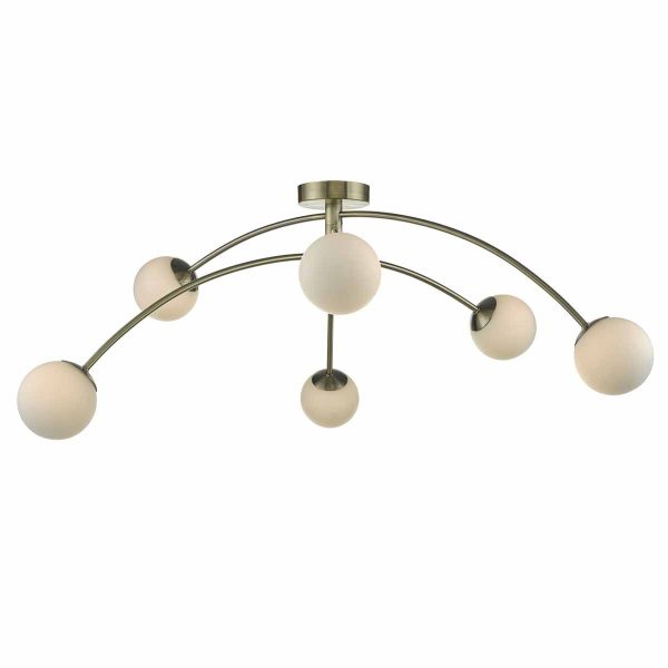 Puglia 6lt Semi Flush Antique Brass & Opal Glass - Image 3