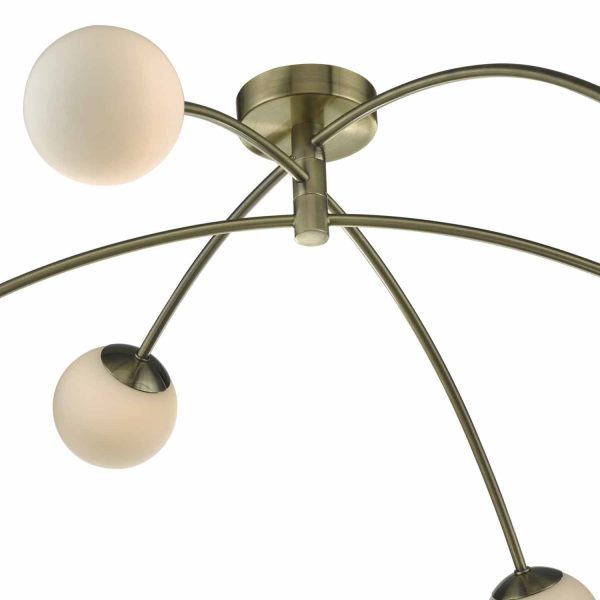 Puglia 6lt Semi Flush Antique Brass & Opal Glass - Image 2