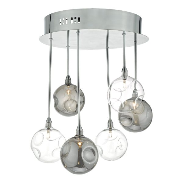 Quinn 6lt Semi Flush Polished Chrome With Smoked & Clear Glass - Image 3