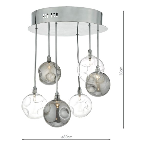 Quinn 6lt Semi Flush Polished Chrome With Smoked & Clear Glass - Image 6